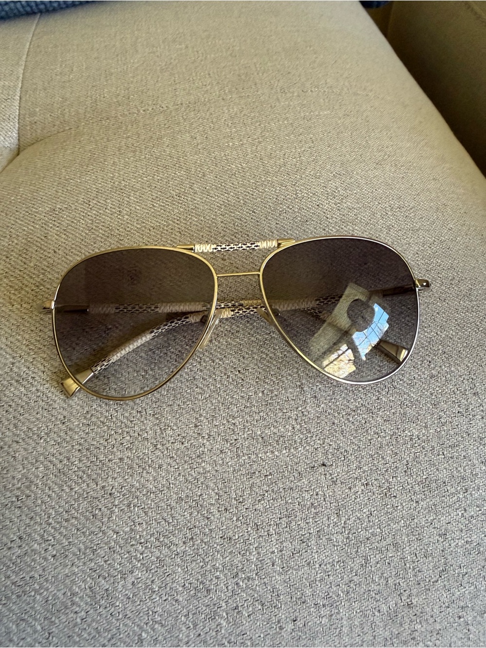 Louis Vuitton Damier Azur Aviator Sunglasses with Gradient Brown Lenses